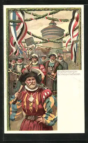 AK Nürnberg, Deutsches Turnfest 1903, Die Nürnberger Schnepperschützen, Ganzsache Bayern