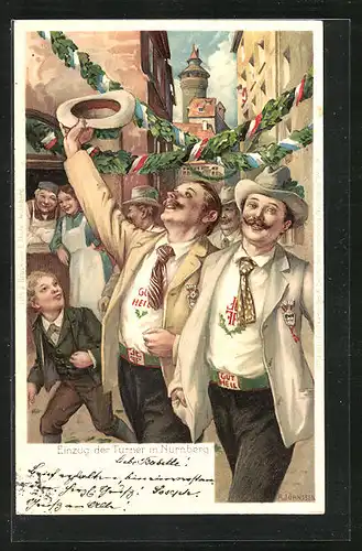AK Nürnberg, Deutsches Turnfest 1903, Einzug der Turner, Ganzsache Bayern