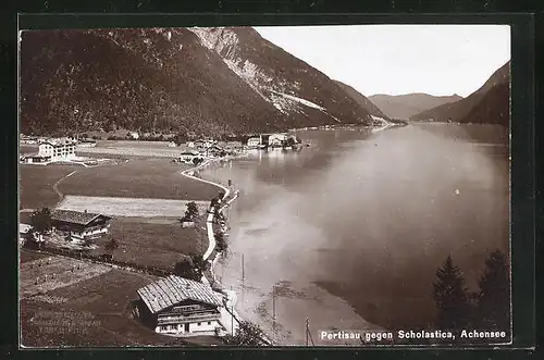 Foto-AK Fritz Gratl: Pertisau, Ortspartie gegen Scholastica, Achensee