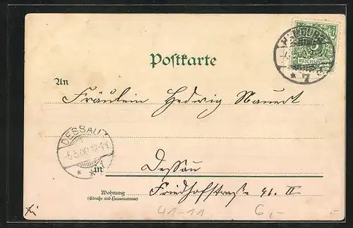 Lithographie Hamburg, Segelschiffe im Hafen, Seewarte