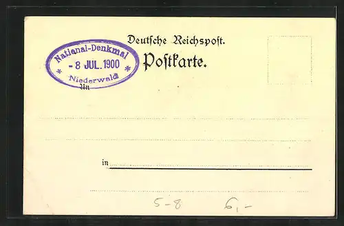 Lithographie Rüdesheim, National-Denkmal auf dem Niederwald, Rossel und Rheinpartie aus der Vogelschau