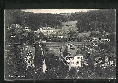 AK Bad Liebenzell, Ortspartie aus der Vogelschau