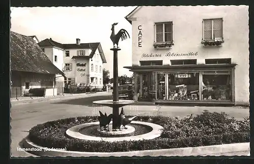 AK Immenstaad / Bodensee, Strassenpartie mit Gasthof-Café Seehof und Lebensmittelgeschäft