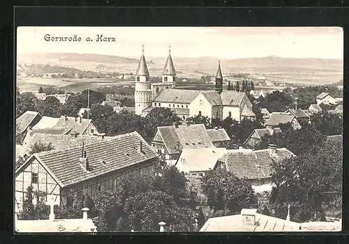 AK Gernrode / Harz, Ortsansicht aus der Vogelschau