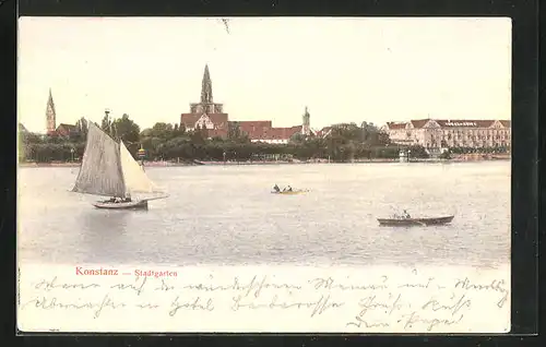 AK Konstanz, Stadtgarten vom Bodensee aus gesehen