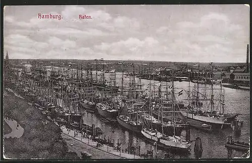 AK Hamburg, Segelschiffe im Hafen