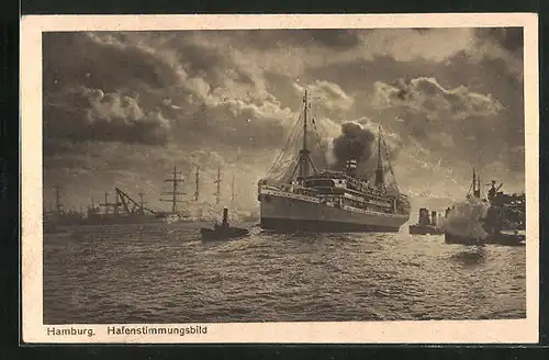 AK Hamburg, Passagierschiff verlässt den Hafen