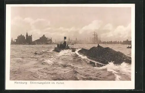 AK Hamburg, Blick zum Hafen