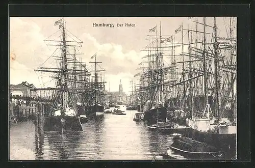 AK Hamburg, Segelschiffe im Hafen