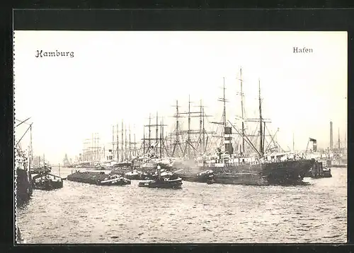 AK Hamburg, Blick in den Hafen