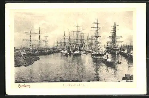 AK Hamburg, Segelschiffe im India-Hafen