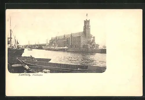 AK Hamburg, Blick in den Freihafen