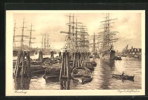 AK Hamburg, Blick in den Segelschiffhafen