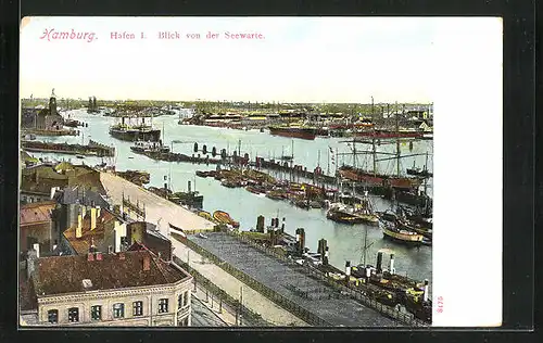 AK Hamburg, Hafen I, Blick von der Seewarte