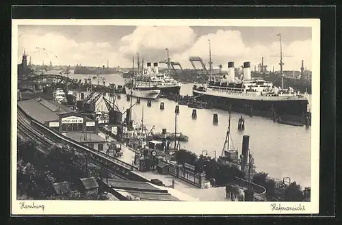 AK Hamburg, Hafen aus der Vogelschau