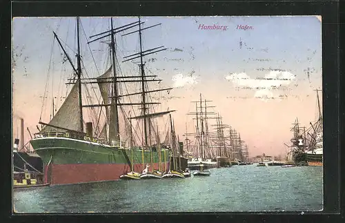 AK Hamburg, Segelschiffe im Hafen