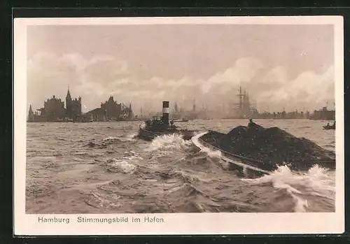 AK Hamburg, Blick zum Hafen