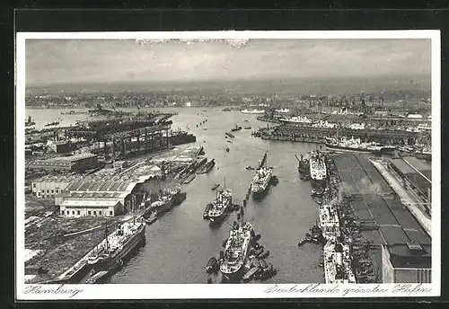 AK Hamburg, Hafen vom Flugzeug aus gesehen