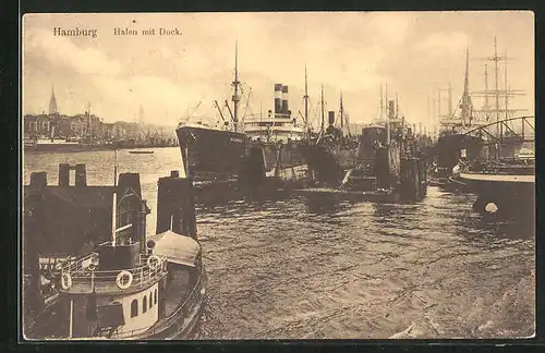 AK Hamburg, Hafen mit Dock