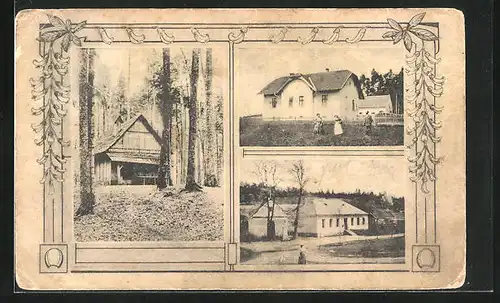 AK Kladky, Hütte im Wald, Wohnhaus, Strassenpartie