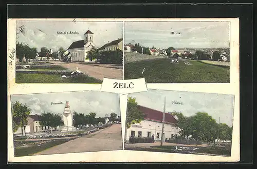 AK Zelc, Kostel a skola, Hliník, Pomník, Náves