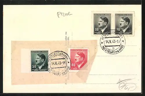 AK Kostelec na Hané, Strassenpartie, Blick zur Kirche