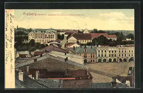 AK Freiberg, Stadtplatz mit der Landesoberrealschule