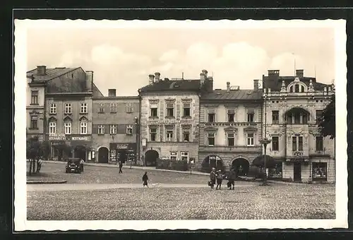 AK Freiberg, Ortspartie mit Hotel Hlubik