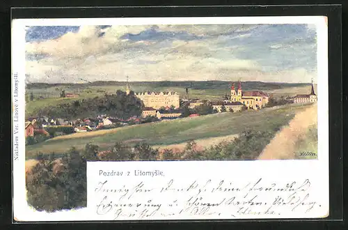 AK Leitomischl / Litomysl, Ortsansicht aus der Vogelschau