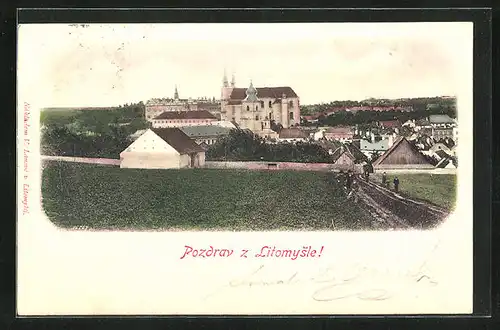 AK Leitomischl / Litomysl, Ortsansicht aus der Vogelschau