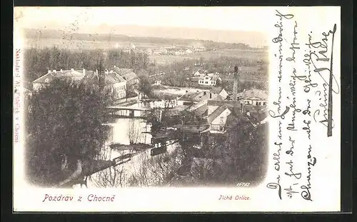 AK Chotzen / Chocen, Ortsansicht aus der Vogelschau