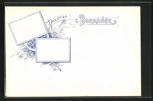 AK Bad Bochdanetsch / Lazne Bohdanec, Bilderrahmen und Blumen Pozdrav z