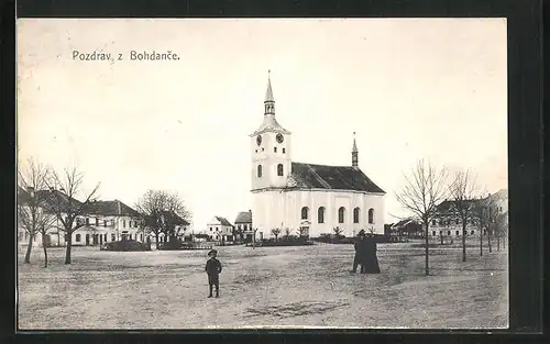 AK Bad Bochdanetsch / Lazne Bohdanec, Blick zur Kirche