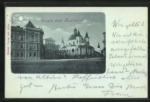 Mondschein-AK Kremsier, Ortspartie