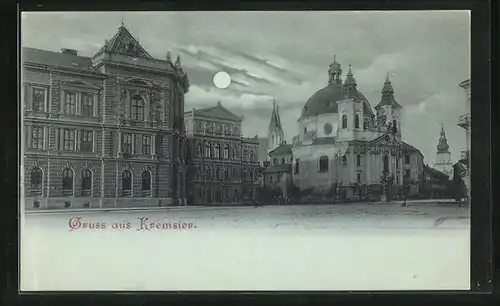 Mondschein-AK Kremsier, Ortspartie