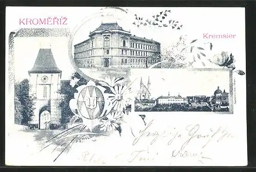 AK Kromeriz, Panorama, Ortspartie, Torbogen