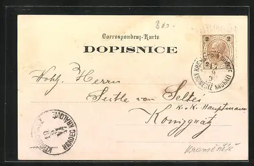 AK Kromeriz, Panorama, Ortspartie, Torbogen