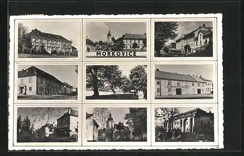 AK Morkovice, Ortspartie, Strassenpartie und Kirche