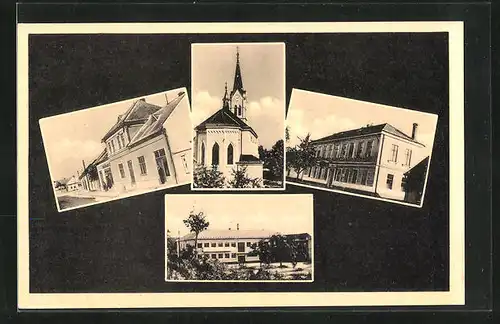 AK Kyselovice, Ortspartie, Strassenpartie und Kirche