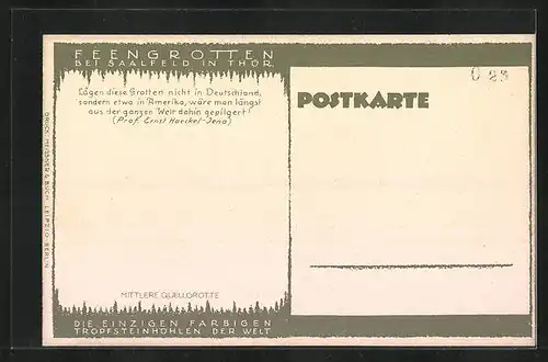 AK Saalfeld / Thür., Feengrotte, mittlere Quellgrotte