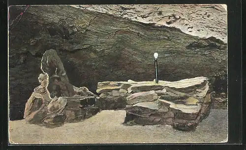 AK Barbarossa-Höhle am Kyffhäuser, Barbarossa-Stuhl u. Tisch