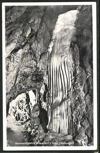 AK Rübeland / Harz, Baumannshöhle mit Wasserfall