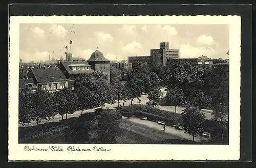 AK Oberhausen / Rhld., Blick zum Rathaus