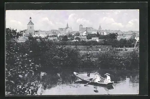 AK Turnau / Turnov, Panorama und Ruderpartie