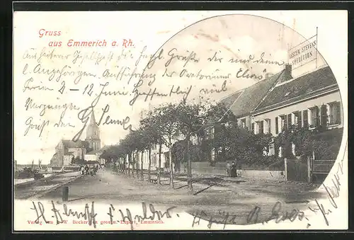 AK Emmerich a. Rh., Strassenpartie mit Geschw. Stevens Spedition