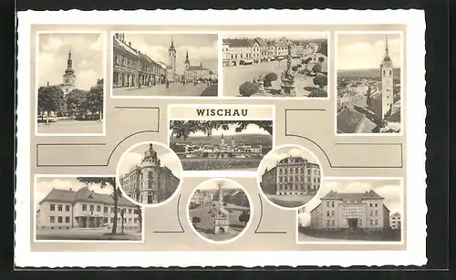 AK Wischau / Vyskov, Kostel, Okresni Soud, Okresni Úrad, Námesti