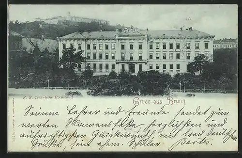 Mondschein-AK Brünn / Brno, K. K. Technische Hochschule