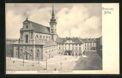 AK Brünn / Brno, Thomaskirche und Statthalterei