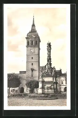 AK Wischau / Vyskov, Denkmal und Kirche