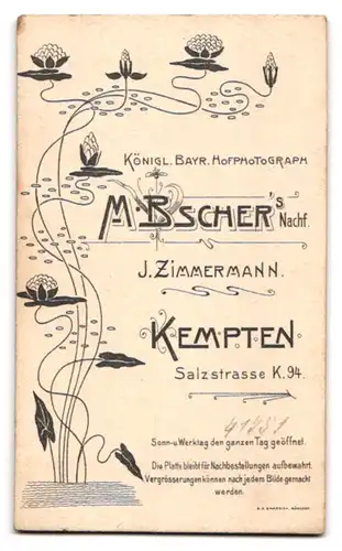 Fotografie M. Bscher`s Nachf. j. Zimmermann, Kempten, Salzstrasse K. 94, Bayrischer Soldat in Uniform